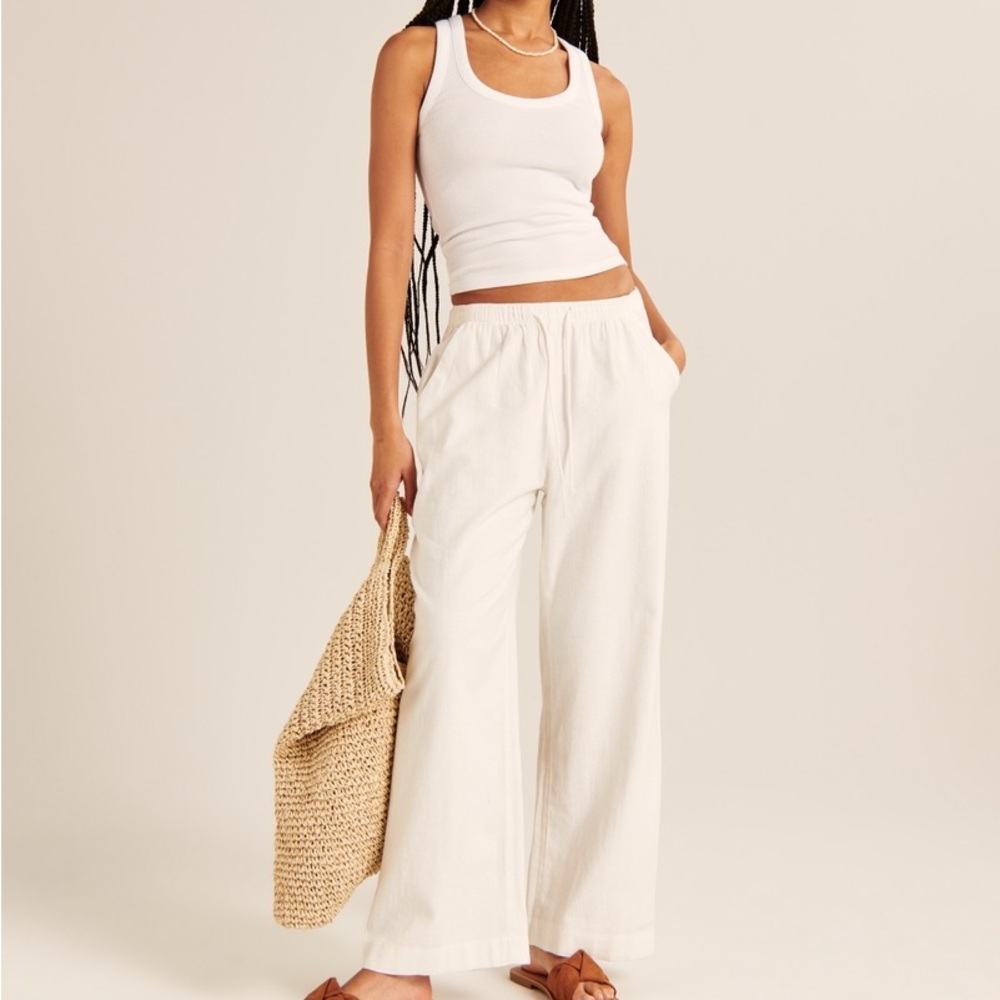 Abercrombie linen pull-on wide leg pant